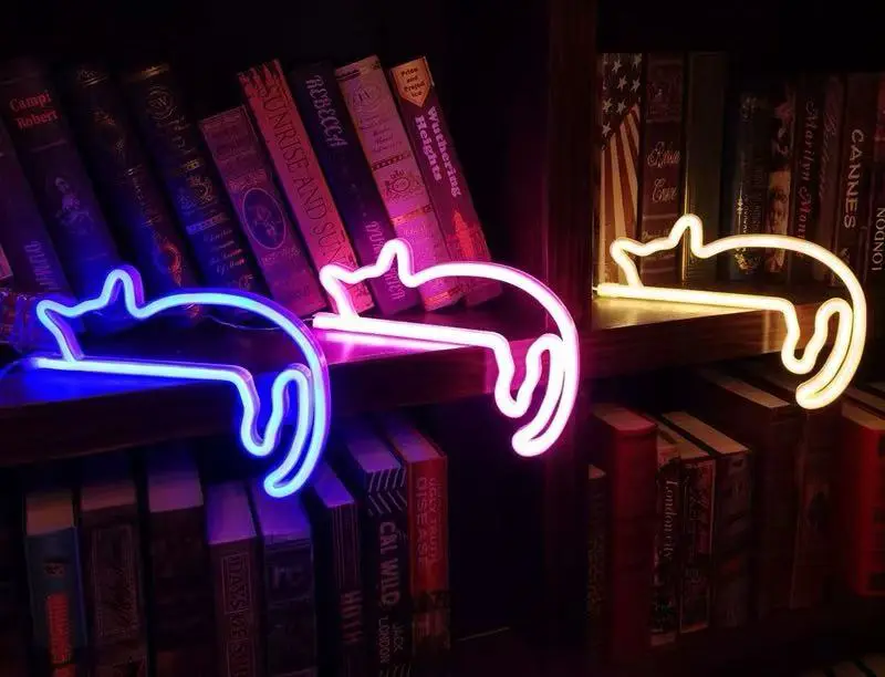 Red neon letter sign
